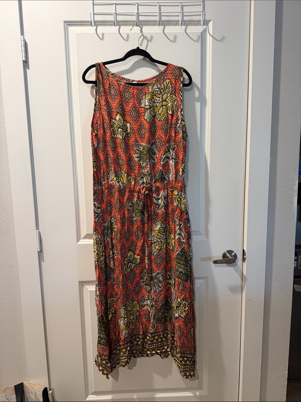 Uncle Frank Red Floral & Yellow Accent Maxi Dress